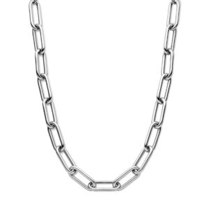 collier paperclip ronde buis 11,5 mm 43 + 3,5 cm zilver gerhodineerd