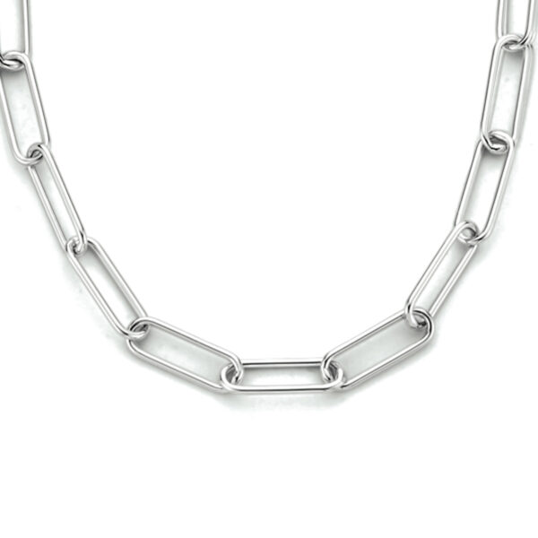 collier paperclip ronde buis 3,0 mm 45 cm zilver gerhodineerd