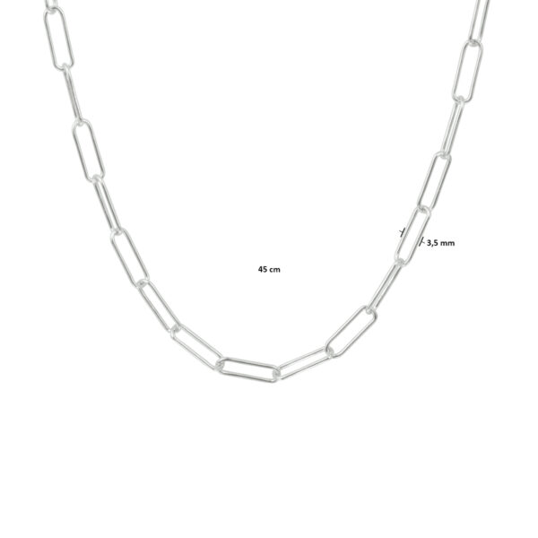 collier paperclip ronde buis 3,5 mm 45 cm zilver gerhodineerd - Afbeelding 4
