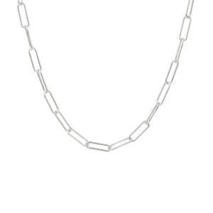collier paperclip ronde buis 3,5 mm 45 cm zilver gerhodineerd