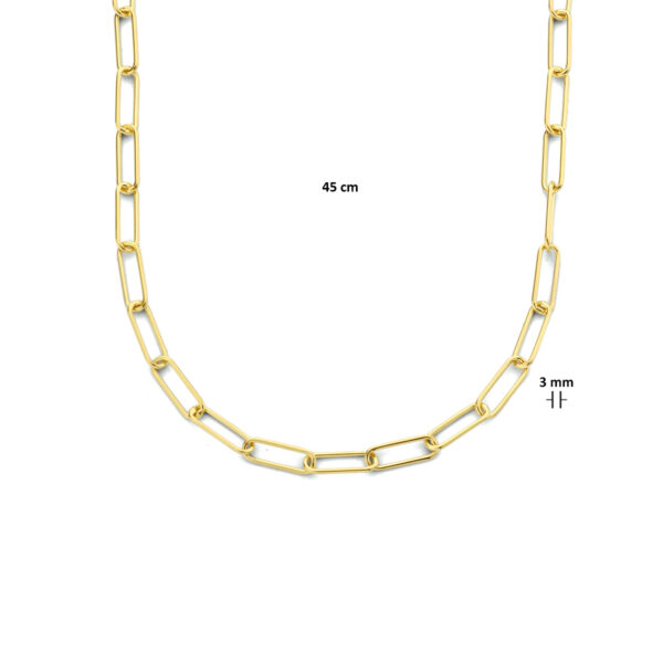 collier paperclip ronde buis 45 cm 3,0 mm zilver verguld (geel) - Afbeelding 4