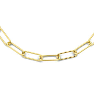 collier paperclip ronde buis 45 cm 3,0 mm zilver verguld (geel)