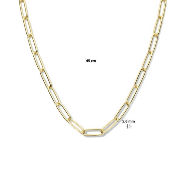 collier paperclip ronde buis 5,6 mm 45 cm zilver verguld (geel) - Afbeelding 4