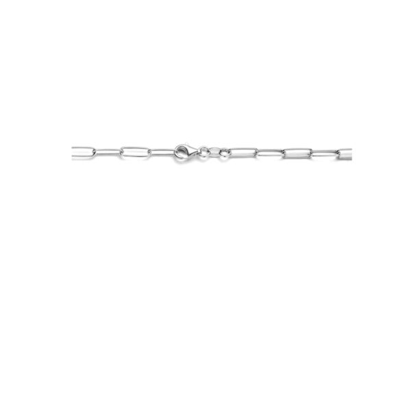 collier paperclip ronde buis en parel 44cm zilver gerhodineerd - Afbeelding 3