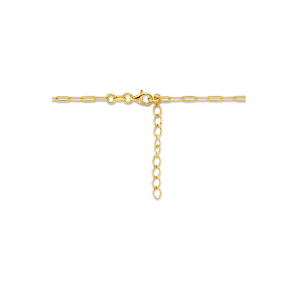 collier paperclip vierkante buis 2,3 mm 41 + 4 cm 3 micron zilver verguld (geel) - Afbeelding 3