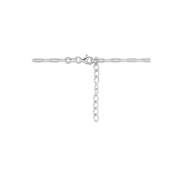 collier paperclip vierkante buis 3,0 mm 41 + 4 cm zilver gerhodineerd - Afbeelding 3