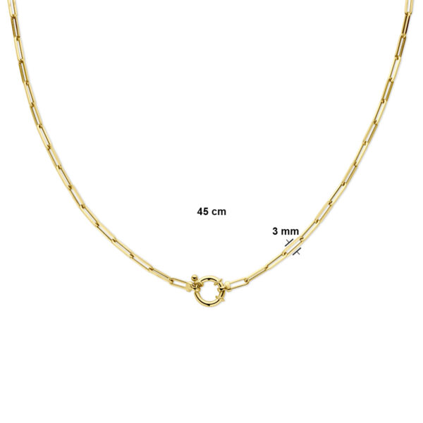collier paperclip vierkante buis 3,0 mm 45 cm met groot springslot 14K geelgoud - Afbeelding 4