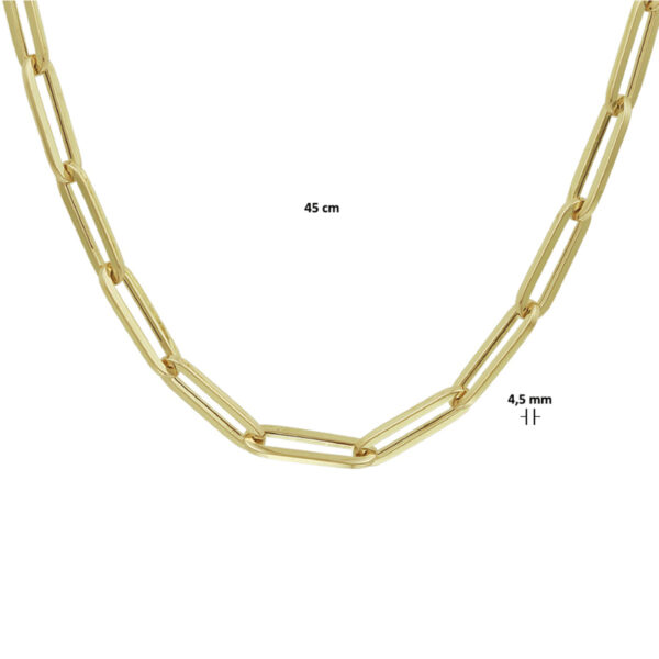 collier paperclip vierkante buis 4,5 mm 45 cm 14K geelgoud - Afbeelding 4