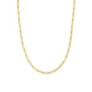 collier paperclip vierkante buis 4,5 mm 45 cm 14K geelgoud
