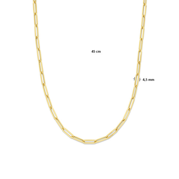 collier paperclip vierkante buis 4,5 mm 45 cm 14K geelgoud - Afbeelding 5