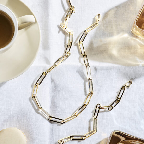 collier paperclip vierkante buis 4,5 mm 45 cm 14K geelgoud - Afbeelding 6