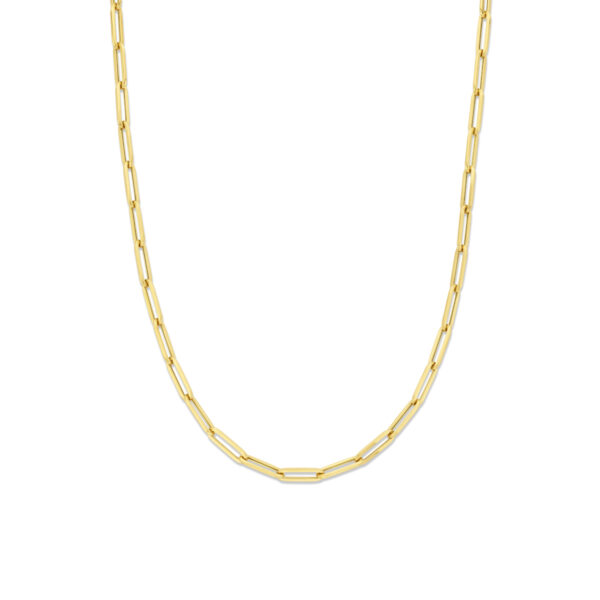 collier paperclip vierkante buis 4,5 mm 45 cm 14K geelgoud