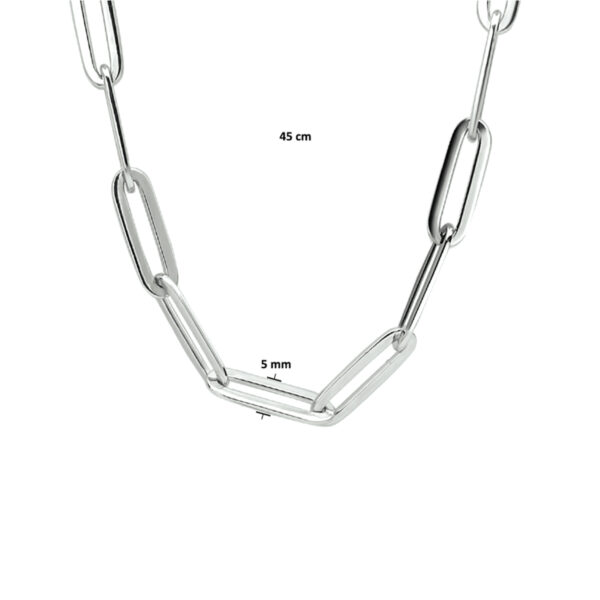 collier paperclip vierkante buis 5,0 mm 45 cm zilver gerhodineerd - Afbeelding 4