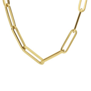collier paperclip vierkante buis 6,0 mm 45 cm 14K geelgoud