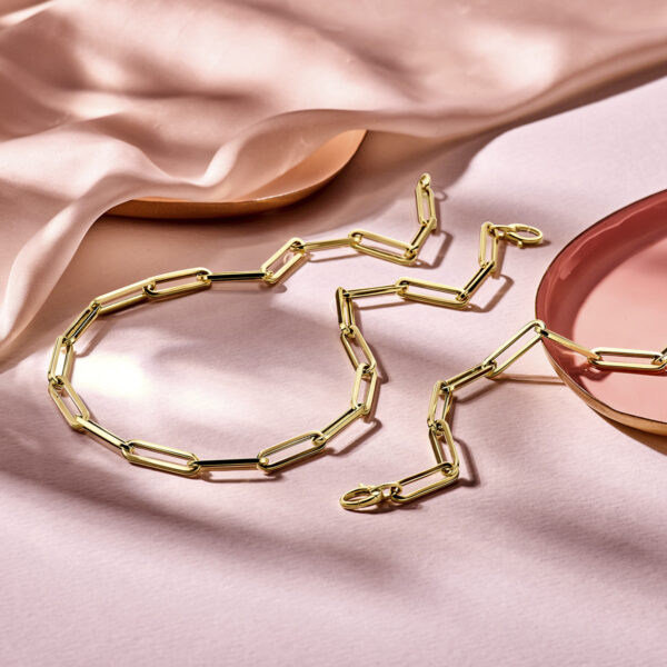 collier paperclip vierkante buis 6,0 mm 45 cm 14K geelgoud - Afbeelding 5