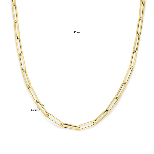 collier paperclip vierkante buis 6,0 mm 45 cm 18K geelgoud - Afbeelding 4