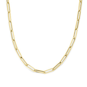 collier paperclip vierkante buis 6,0 mm 45 cm 18K geelgoud