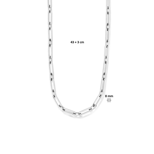 collier paperclip vierkante buis 8 mm 43 + 3 cm edelstaal - Afbeelding 4