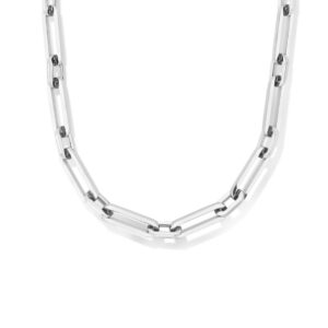 collier paperclip vierkante buis 8 mm 43 + 3 cm edelstaal