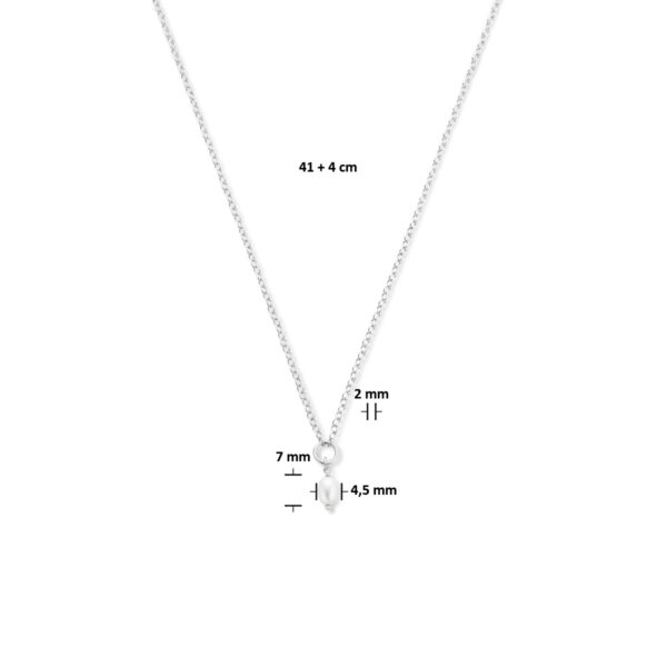collier parel 2,0 mm 41 + 4 cm zilver gerhodineerd - Afbeelding 4