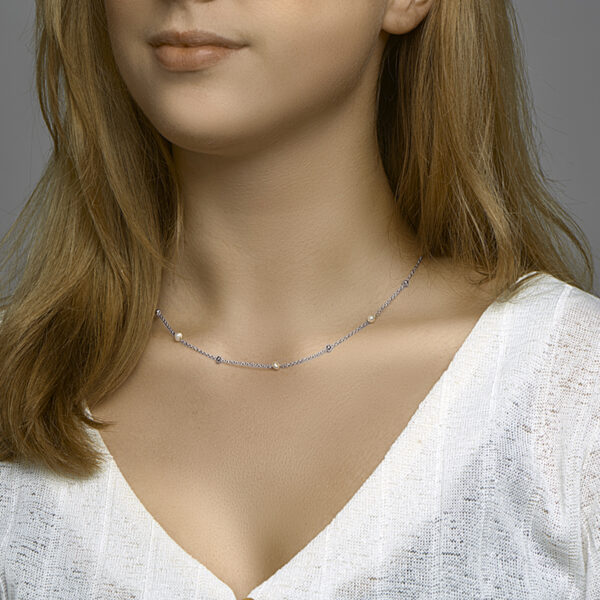 collier parel 41 + 4 cm zilver gerhodineerd - Afbeelding 2