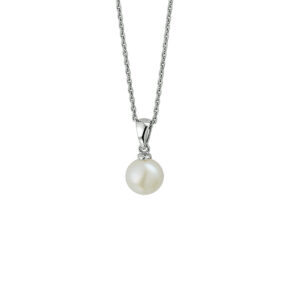 collier parel 41 + 4 cm zilver gerhodineerd