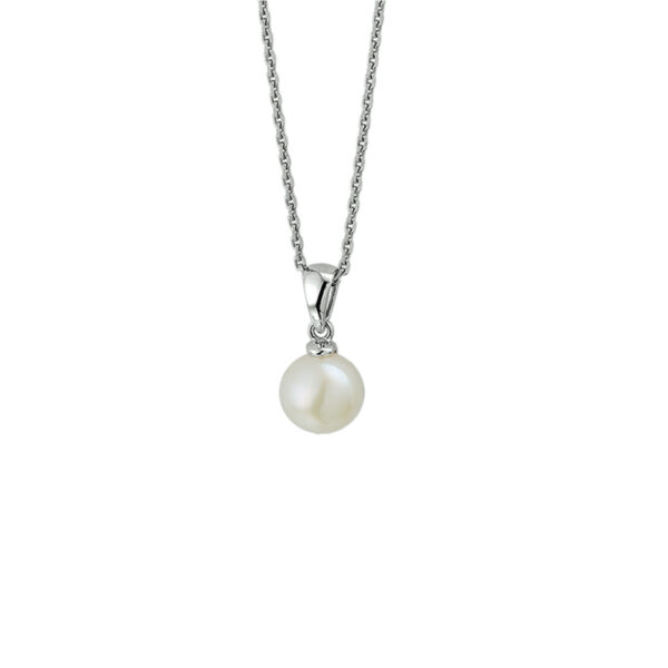 collier parel 41 + 4 cm zilver gerhodineerd