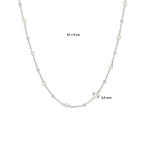 collier parel 41 + 4 cm zilver gerhodineerd - Afbeelding 3