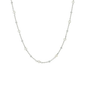 collier parel 41 + 4 cm zilver gerhodineerd