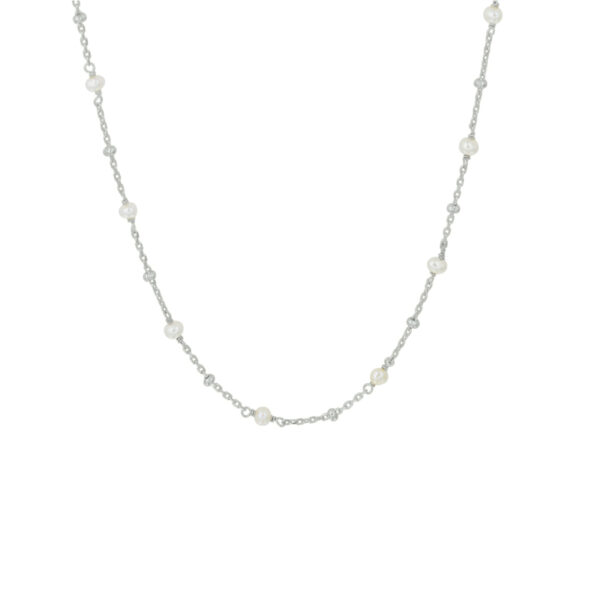 collier parel 41 + 4 cm zilver gerhodineerd