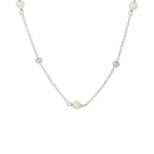 collier parel 41 + 4 cm zilver gerhodineerd