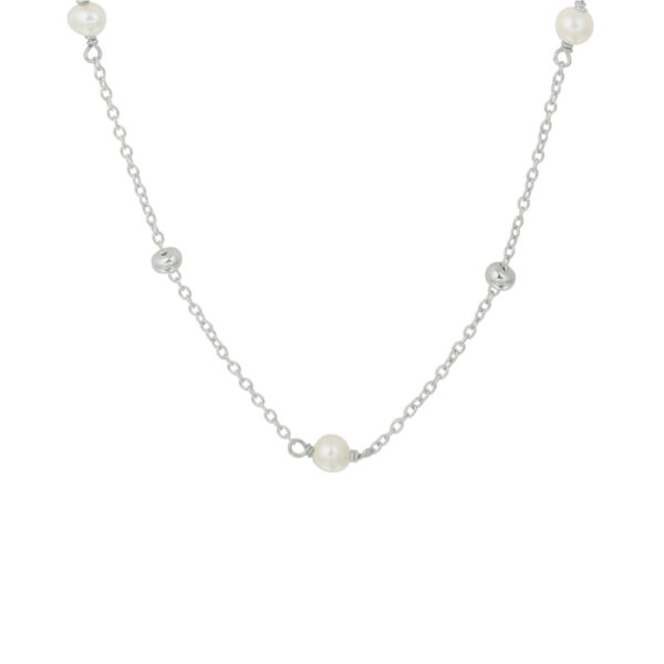collier parel 41 + 4 cm zilver gerhodineerd
