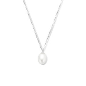 collier parel 41 + 4 cm zilver gerhodineerd