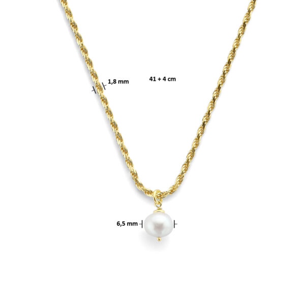 collier parel 41 + 4 cm zilver verguld (geel) - Afbeelding 4