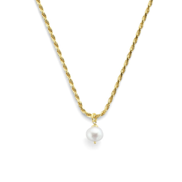 collier parel 41 + 4 cm zilver verguld (geel)