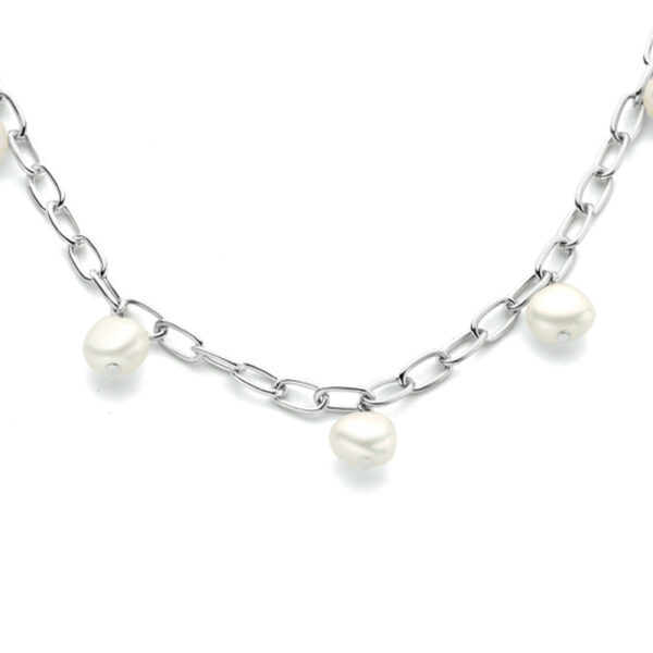 collier parel 42 + 3 cm zilver gerhodineerd