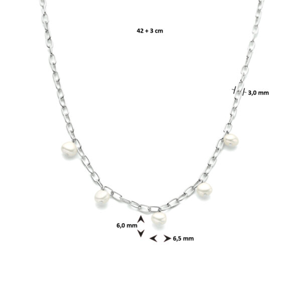 collier parel 42 + 3 cm zilver gerhodineerd - Afbeelding 4