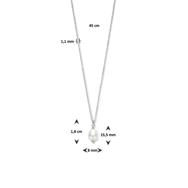 collier parel 45 cm zilver gerhodineerd - Afbeelding 4