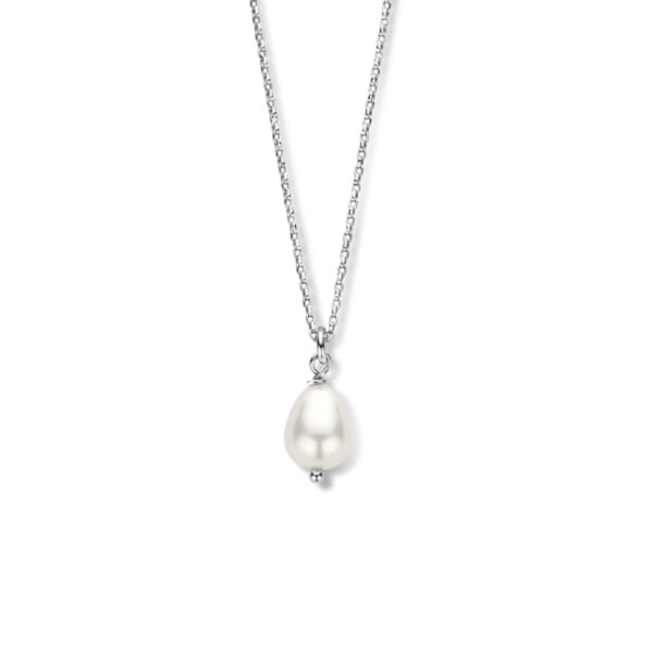 collier parel 45 cm zilver gerhodineerd