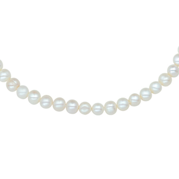 collier parel 7,5 mm 42 + 4 cm zilver gerhodineerd