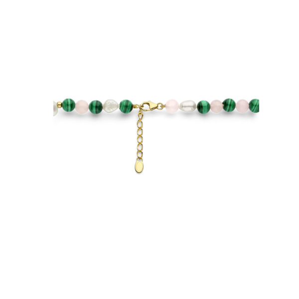 collier parel en natuurlijke kleurstenen 42 + 3 cm 3 micron zilver verguld (geel) - Afbeelding 3