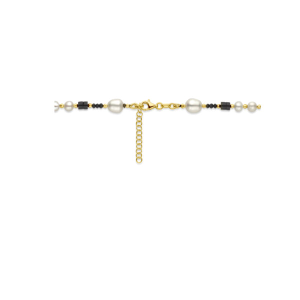 collier parel en onyx 48 + 3 cm 3 micron zilver verguld (geel) - Afbeelding 3