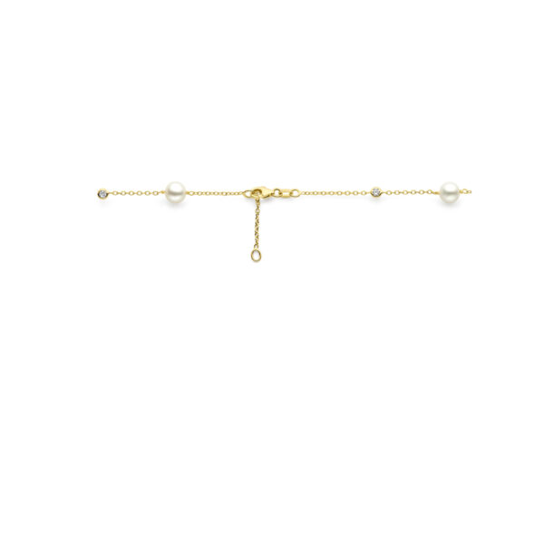 collier parel en zirkonia 42 - 44 cm 14K geelgoud - Afbeelding 3