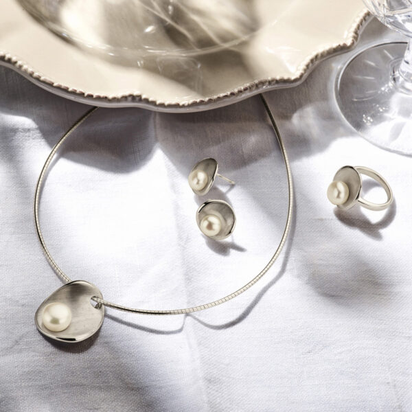 collier parel poli/mat  42 + 3 cm zilver gerhodineerd - Afbeelding 2