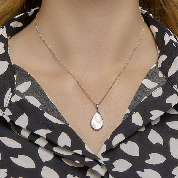 collier parelmoer 42 + 3 cm zilver gerhodineerd - Afbeelding 2