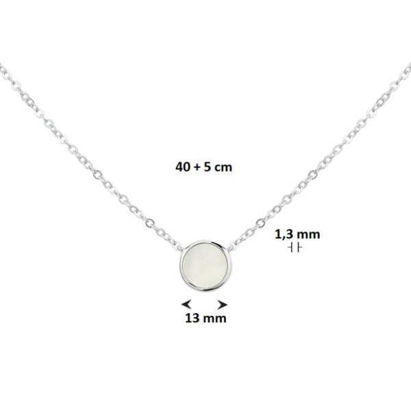 collier parelmoer 42 + 3 cm zilver gerhodineerd - Afbeelding 2