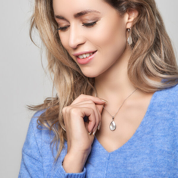 collier parelmoer 42 + 3 cm zilver gerhodineerd - Afbeelding 3