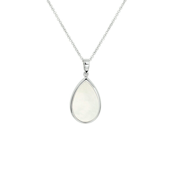 collier parelmoer 42 + 3 cm zilver gerhodineerd