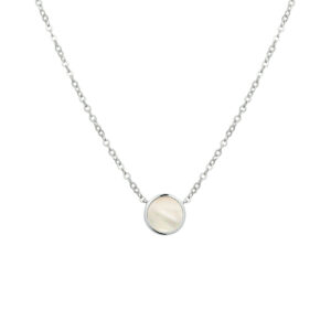 collier parelmoer 42 + 3 cm zilver gerhodineerd
