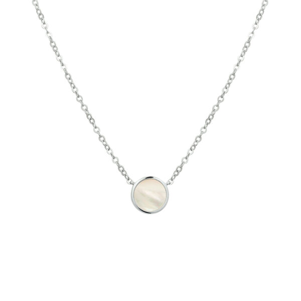 collier parelmoer 42 + 3 cm zilver gerhodineerd